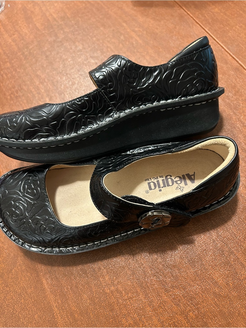Alegria Black Paloma Embossed Shoes